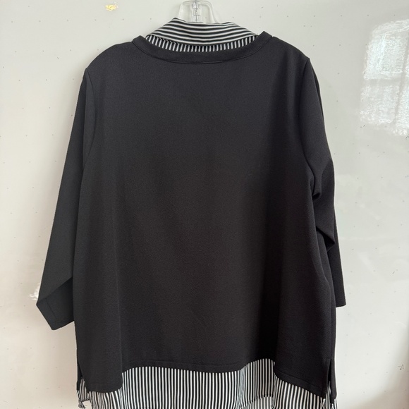 Layered Look Adriana Papell Top, 2x, Black & White - Picture 6 of 6